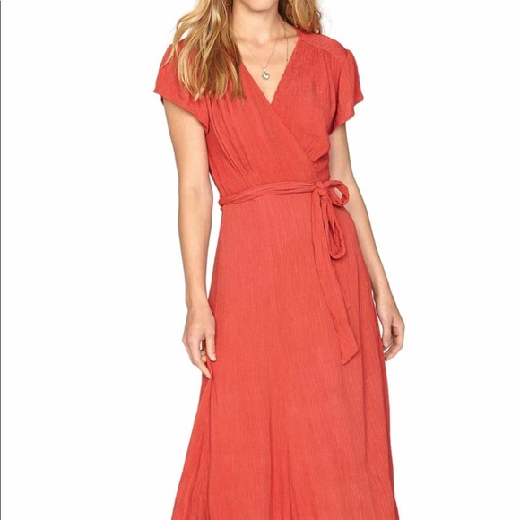 Amuse Society red crinkle wrap maxi dress - Picture 2 of 7